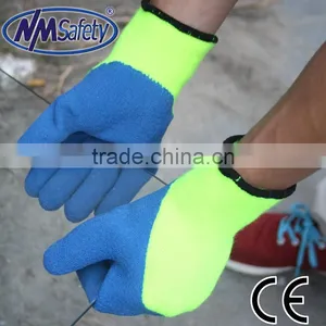 NMSAFETY 10 Gauge Cheap Winter Warm Gloves 3/4 Palm Latex Work Gloves Hi-viz Yellow Polycotton Liner Winter Safety Gloves thumbnail-1