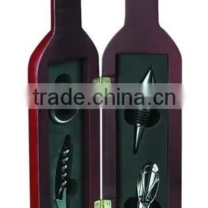 Bottle Shape Wooden Box Wine Accessory Gift Set thumbnail-1