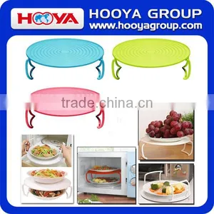 New Useful 4 in 1 Microwave Support Microwave Folding Tray Holder Round Plate Double Mat Layer thumbnail-1