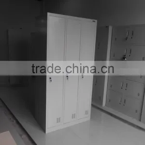 Three-door Steel School Locker With Clothes Hanger and Mirror thumbnail-1