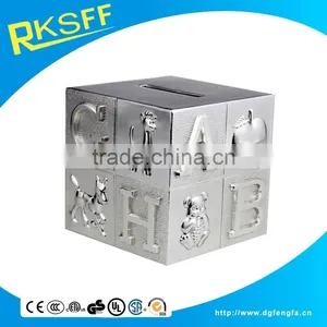 Cube Silver Alphabet and Animal Money Bank/coin Bank Box for Kid Christmas Gift thumbnail-2