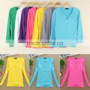 FASHION WOMEN V NECK CASUAL LONG SLEEVE T SHIRT TOPS thumbnail-6