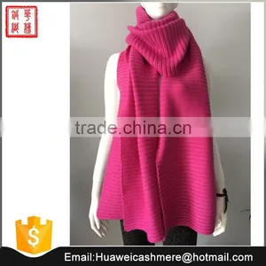 Rib Design Knitted Cashmere Scarf thumbnail-1