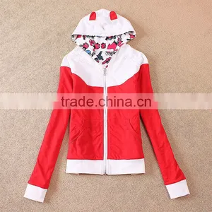 French Terry Autumn Women Girl Hoody Coat Cute Colorful Jacket Bright 2style to Choose OEM Wholesale thumbnail-1