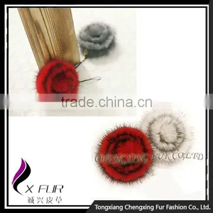 CX-A-26 Wholesale Handmade Genuine Mink Fur Flower Brooch Pin thumbnail-1