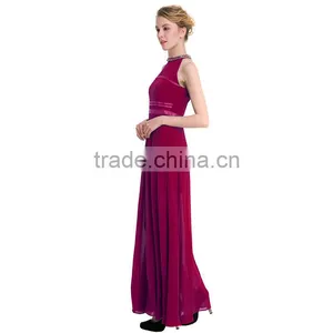 Maxnegio Long Dress Maxi Chiffon Beaded Round Neck Evening Dress thumbnail-2