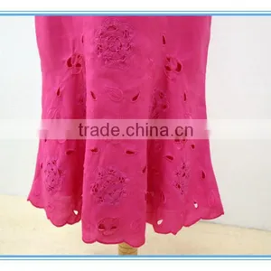 Linen Fabric Floral Embroidery Monogram Scallop Church Suits For Lady thumbnail-6