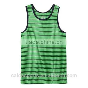 Green Linear Design Casual Vest Tops for Kids thumbnail-1