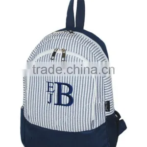 High Quality Seersucker White Toddler Backpack thumbnail-2