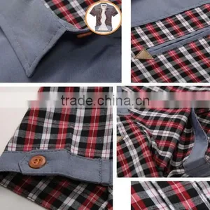 2014 New Model Casual Shirt for Men Plaid Short Sleeve Shirts thumbnail-4