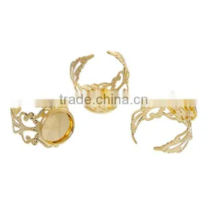 Copper Adjustable Rings Round Gold Plated Pattern Hollow 16.5mm thumbnail-1