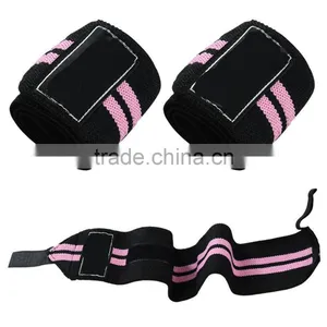 Weight Lifting Wrist Wraps in Black Color With Two Green Stripe thumbnail-6