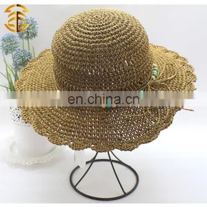 2015 New Fashion Casual Summer Sunscreen Wide Large Brim Cap Women Hollow Out Straw Hat thumbnail-1