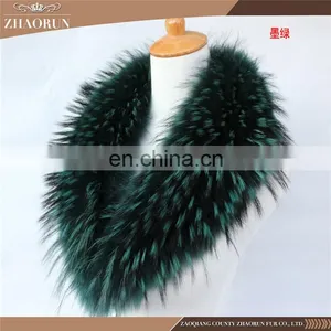 Colorful Good Sale Raccoon Fur Collar /Fur Collar And Scarf For Coat With Customized Size thumbnail-4