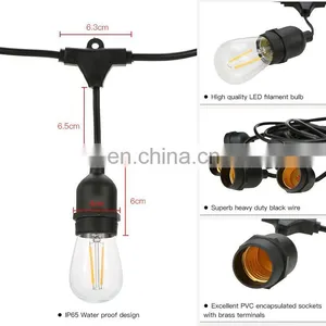 Weatherproof Hanging Edison LED Bulb Light String Solar Powered Wedding Festoon Garden Patio Night Lights thumbnail-5