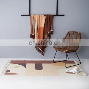Amazon Mat Rugs Carpets for Bedroom Living Room Nordic Rugs RAWHOUSE Woven Cotton Printed Rug thumbnail-4