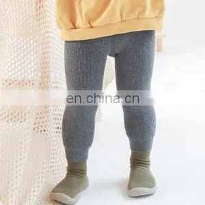 Children's Thickened Leggings Autumn and Winter New Solid Color Boys and Girls Warm and Velvet Can be Opened Baby Ninth Pants thumbnail-2