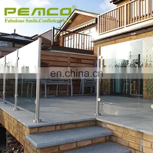 Pemco Factory Price Polished Finished 304/316 Glass Balcony Outdoor Metal Stair Railing thumbnail-2