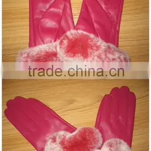 China Manufacturer Fashionable 100% Natural Sheepskin Leather Gloves Colorful thumbnail-1