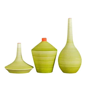 Nordic Modern Simple Hand Made Large Green Ceramic Flower Vase For Shopping Mall Decor thumbnail-5