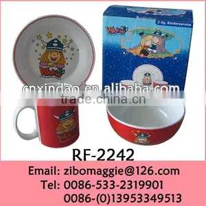 Wholesale 3pcs Porcelain Breakfast Set With Cartoon Design for Kid Birthday Tableware thumbnail-1
