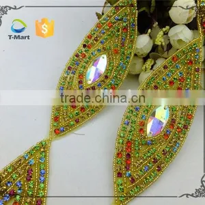 Colorful Diamante Beaded Trim Craft Applique Quality Choice thumbnail-2