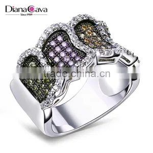 Good Price Item Jewelry Fashion Zircon Colorful Party Ladies Unique Brass Ring thumbnail-2