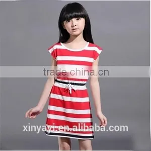 Wholesale Cotton 100% Fabric With Stripe Baby Girl Summer Dress Casual Style thumbnail-4