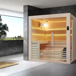 Luxury Multi-user Mixed Infrared Traditional Sauna Room With Modern Design Solid Wood Construction for External Use; thumbnail-1