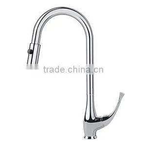 High Solid Brass Pull Out Swan Kitchen Faucet thumbnail-2