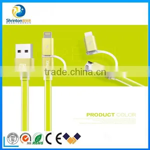 Popular REMAX Colorful 2.1A 2 IN 1 Phone Charger Cable Usb Cable With LED Lighting for Iphone Samsung thumbnail-2