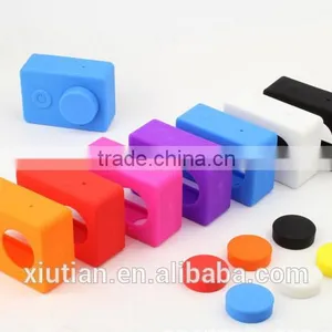 Sillicone Rubber Cover Case Skin Protector for XiaoMi Yi Camera + Lens Cap thumbnail-1