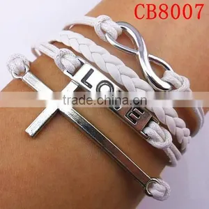 CB8007 Wholesale Jewelry Leather Bracelet Wax Line Accessory Sliver Bracelet Frienship Leather Bracelet thumbnail-1