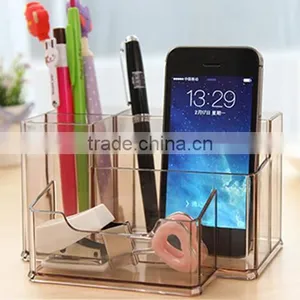 Acrylic Multifunction Pen Case Hot Sell Design Desk Storage Case Office Acrylic Stationery Set Factory thumbnail-5