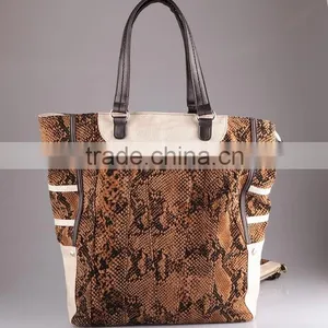 2537- Jangle Style Snake Texture Cloth Material Match PU Shopper Hobo Bag thumbnail-2