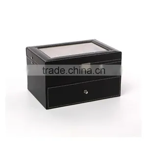 10 Slot Retail Black Leather Watch Display Box thumbnail-5