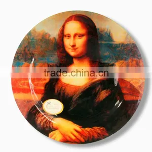 CARMANI Glass Plate Diameter 30 cm "Mona Lisa" Design LEONARDO DA VINCI thumbnail-1
