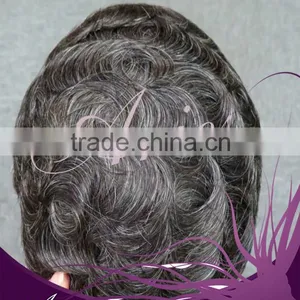 Wholesale Brazilian Human Hair Grey Hair Mens Toupee thumbnail-1