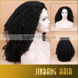 New Premium Fashion Ombre Black Loose Kinky Curly Synthetic Lace Front Wig Glueless Short Heat Resistant Hair Women Wigs thumbnail-1