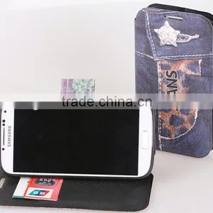 Jean Style Leather Cover Case for Samsung Galaxy s4 I9500 thumbnail-1