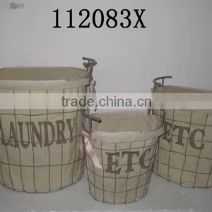 112083X-Metal Laundry Basket W/jute Liner thumbnail-1