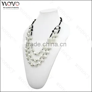 Elegant Alloy Necklace Tri or Multi Strand Jewelry Beaded Imitation Rhodium Jewelry thumbnail-1