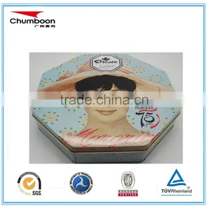 Cosmetic Mask Chocolate Biscuit Octagonal Tin Can / CMYK OEM Metal Box / Recycable Tin Box thumbnail-2