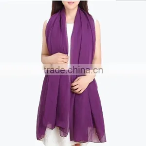 Colourful Polyester Chiffon Long Scarf in Solid Colour thumbnail-6