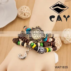 Custom Buddha Wood Beads Moon Bracelet Wristwatch thumbnail-1