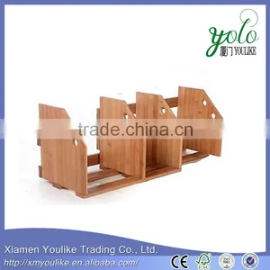 Expandable Bamboo Desktop File Folder Rack Book Holder thumbnail-2