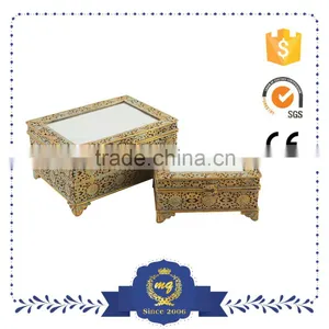 Decorative Jewelry Mirror Wholesale Trinket Box,Antique Metal Trinket Box thumbnail-1