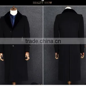 Front 3 Buttons Closure Knee Length Blazer Man Fleece Jacket Wool Fabric for Overcoat thumbnail-6