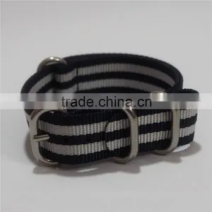 4 Rings Black Gray Stripe James Bond Zulu ODM Watch Bands thumbnail-5