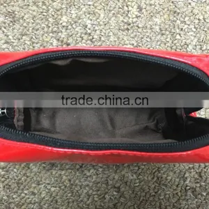 Red Shiny PU Zipper Coin Pouch Cosmetic Small Size Storage Bag For Make Up Utensils thumbnail-6
